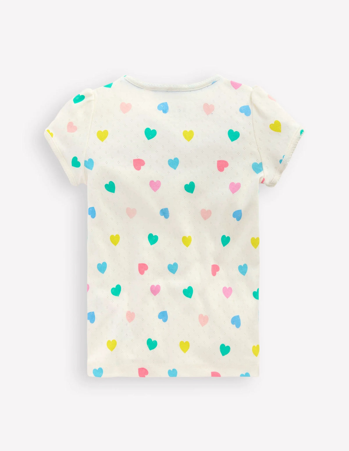 Short Sleeve Pointelle Top-Soft Ivory Multi Hearts