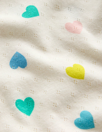 Short Sleeve Pointelle Top-Soft Ivory Multi Hearts