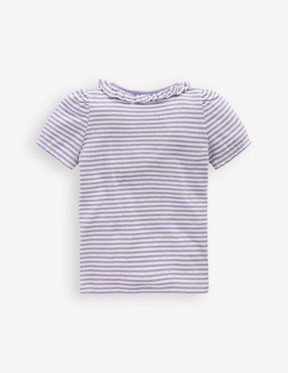Short-sleeved Ruffle Pointelle-Misty Lavender/Soft Ivory
