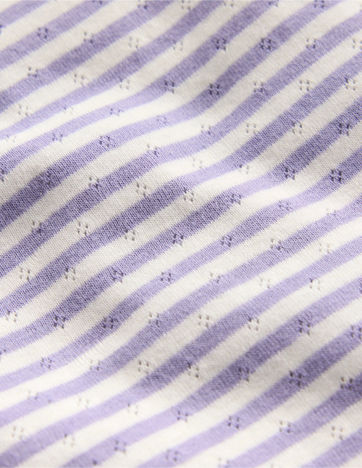 Short-sleeved Ruffle Pointelle-Misty Lavender/Soft Ivory