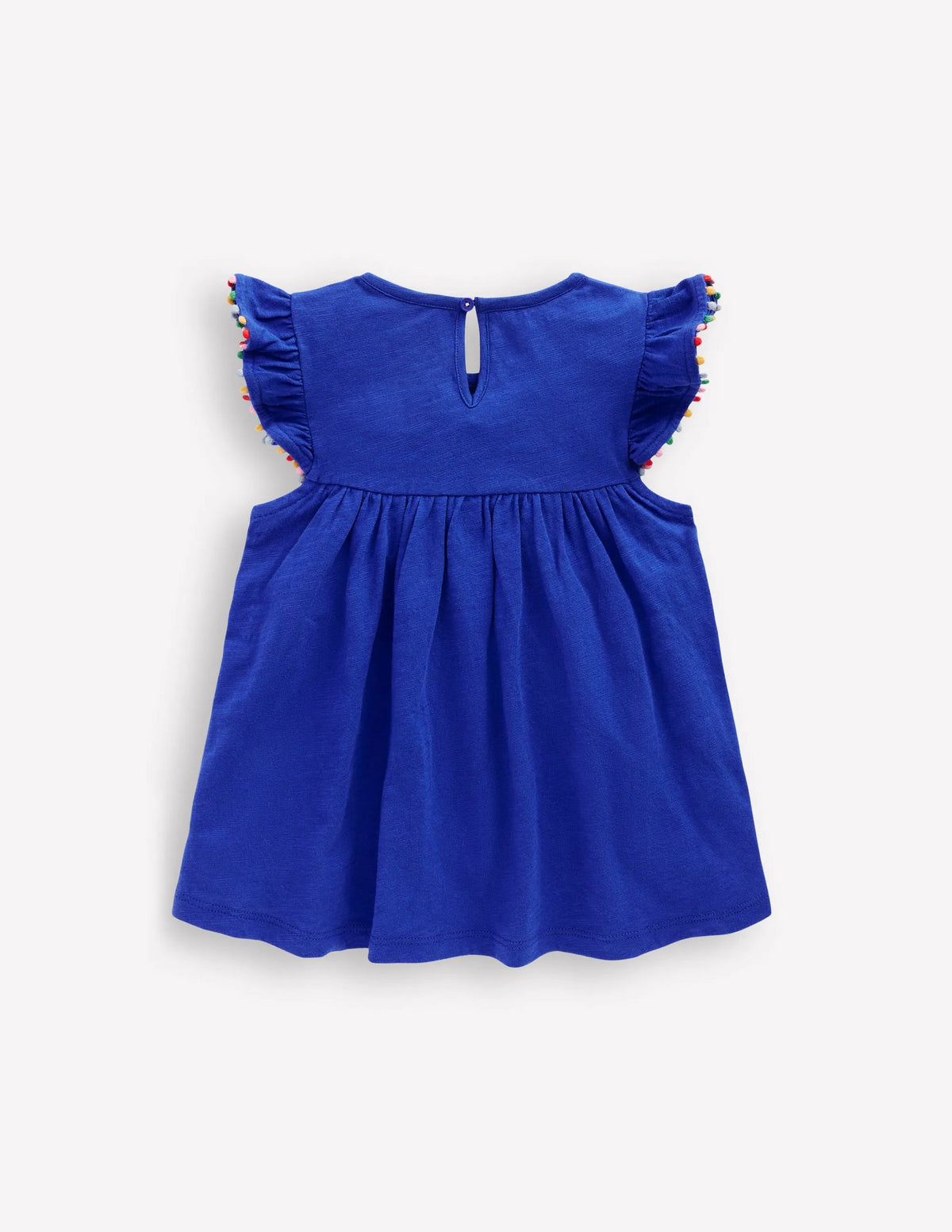 Frill Sleeve Pom Top-Bright Blue