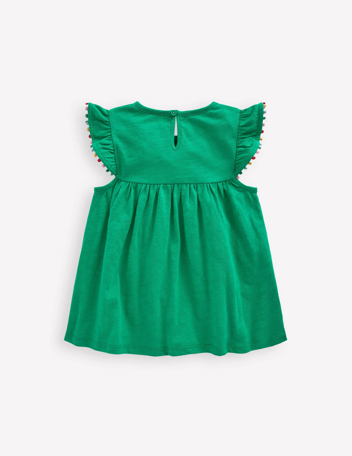 Frill Sleeve Pom Top-Bright Emerald