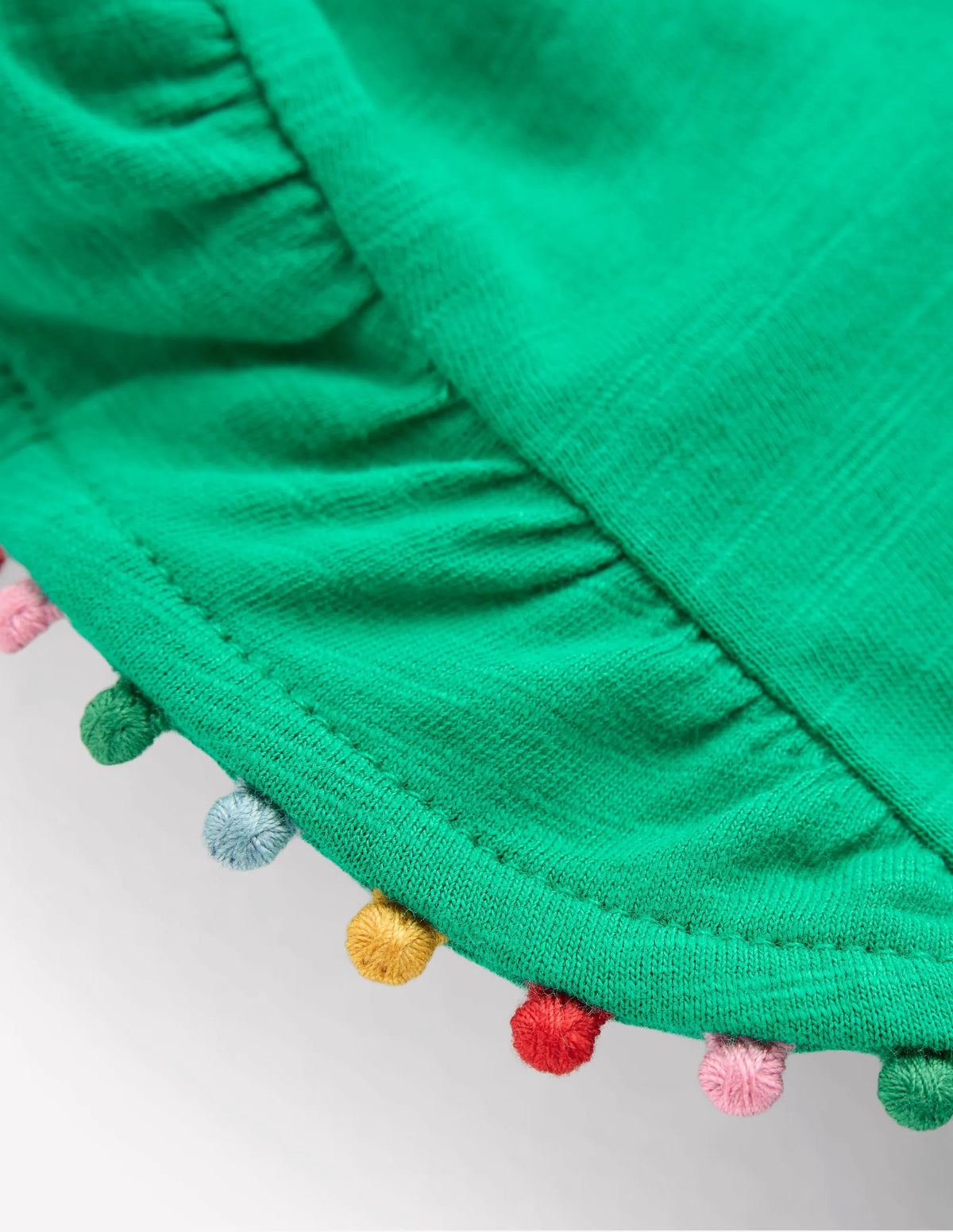 Frill Sleeve Pom Top-Bright Emerald