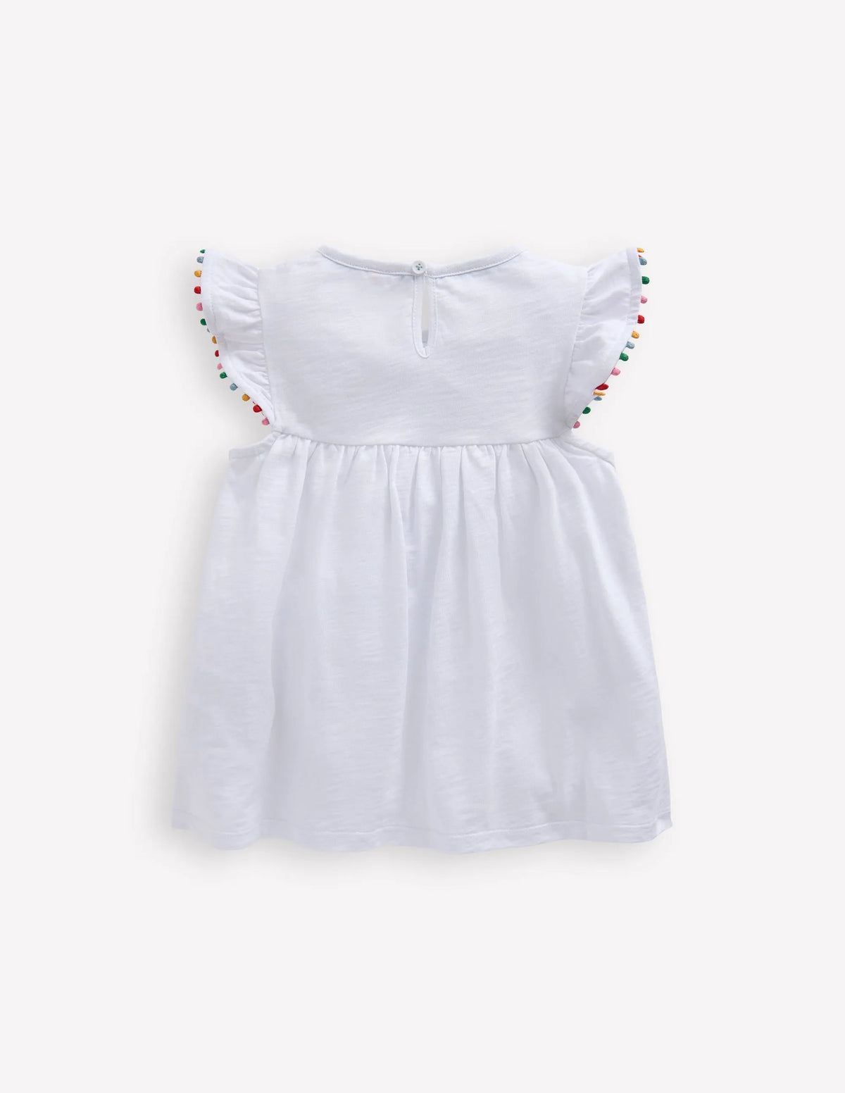 Frill Sleeve Pom Top-White