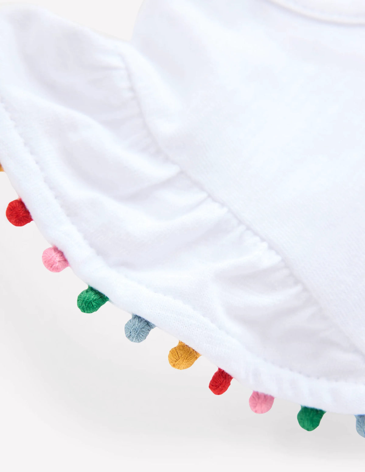 Frill Sleeve Pom Top-White