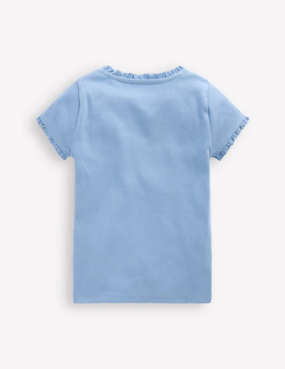 Short Sleeve Ribbed T-shirt-Glacier Blue