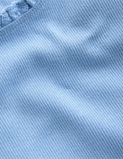 Short Sleeve Ribbed T-shirt-Glacier Blue