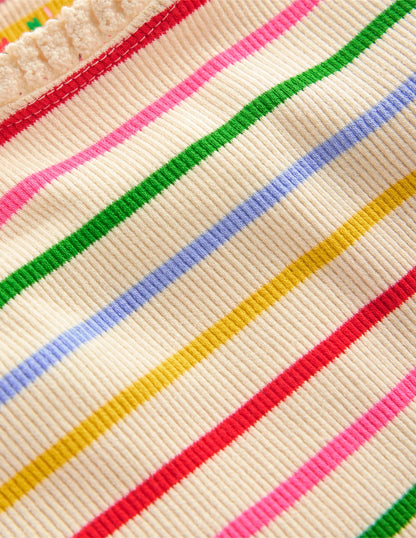 Short Sleeve Ribbed T-shirt-Multi Stripe