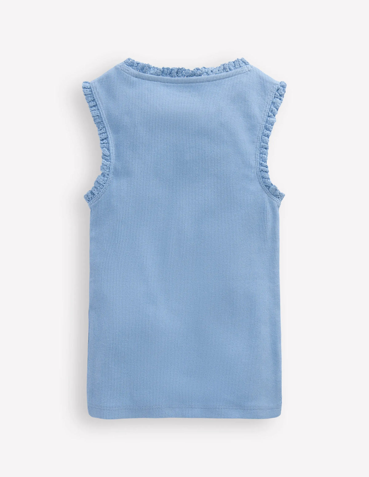 Ribbed Lace Trim Tank-Glacier Blue