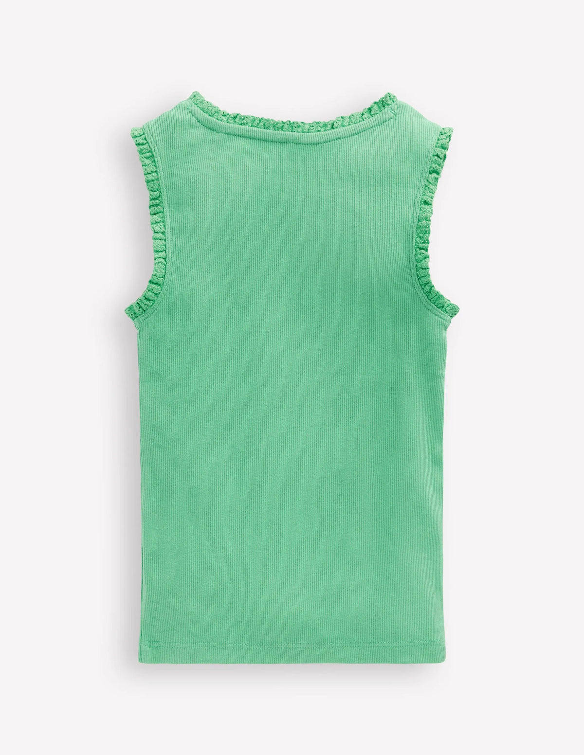 Ribbed Lace Trim Tank-Aloe Green