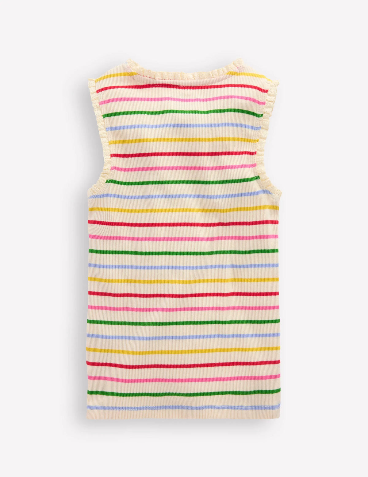 Ribbed Lace Trim Tank-Multi Stripe