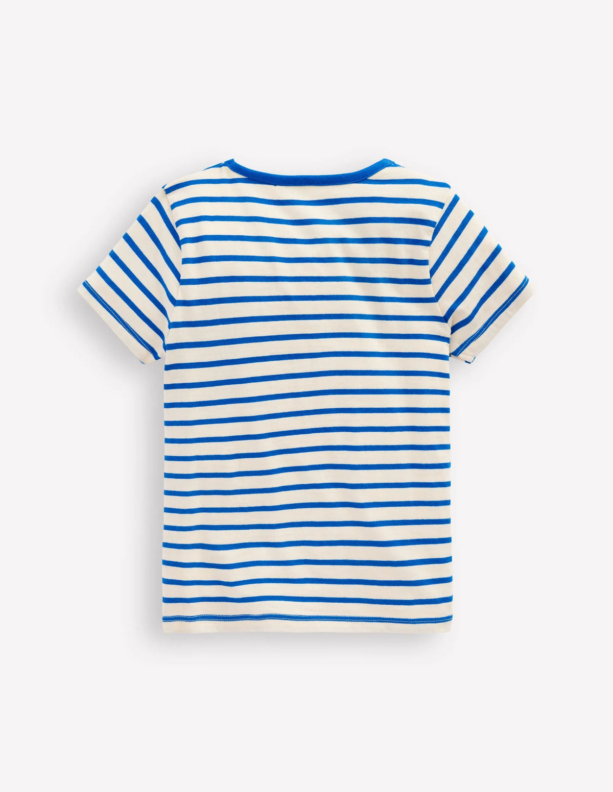 Short Sleeve Appliqué T-shirt-Peacock Plume Blue/Soft Ivory