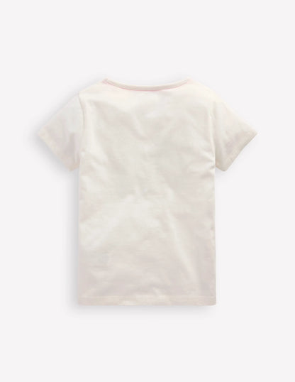 Short Sleeve Appliqué T-shirt-Ivory Rafting Pets