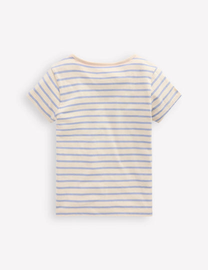 Short Sleeve Appliqué T-shirt-Glacier Blue/ Ivory Ice Creams