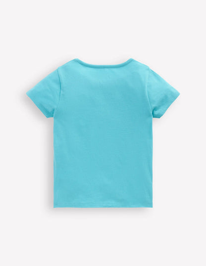 Lift The Flap Short Sleeve Top-Aquamarine Blue Mermaid
