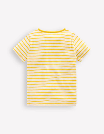 Lift The Flap Short Sleeve Top-Pineapple Yellow Stripe Cat