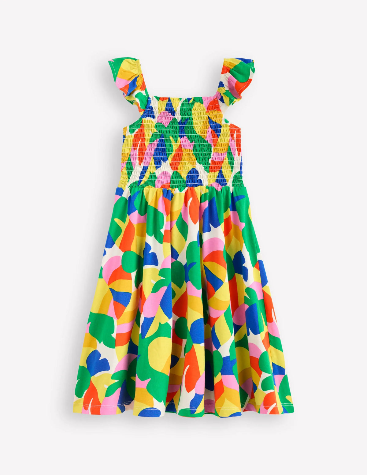 Willa Shirred Jersey Dress-Multi Abstract Palm
