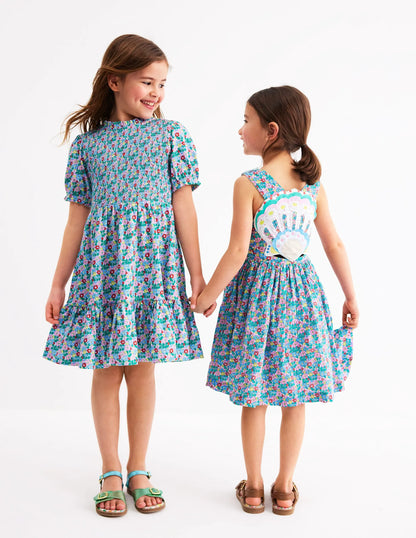Aurora Shirred Twirly Dress-Multi Flowerbed