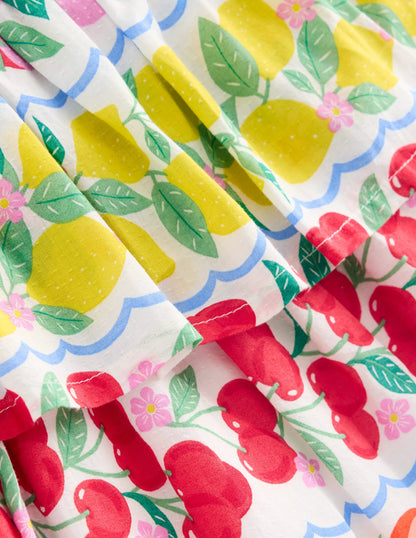 Tiered Woven Skirt-Rainbow Fruit Stripe