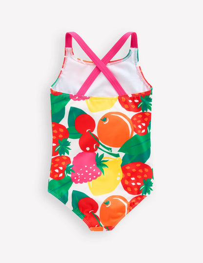 Cross-back Printed Swimsuit-Multi Giant Fruit