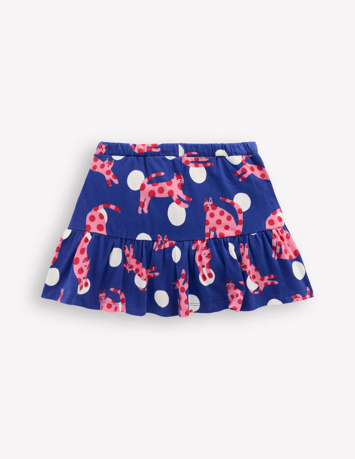Tiered Jersey Skort-Bright Blue Spotty Cats