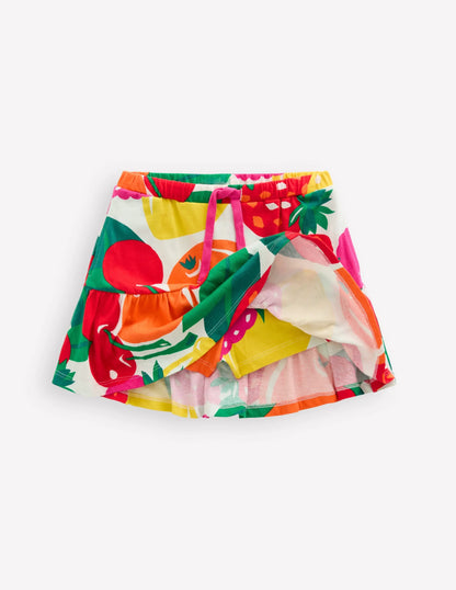 Tiered Jersey Skort-Multi Giant Fruit