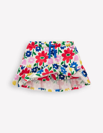 Tiered Jersey Skort-Multi Pop Flower