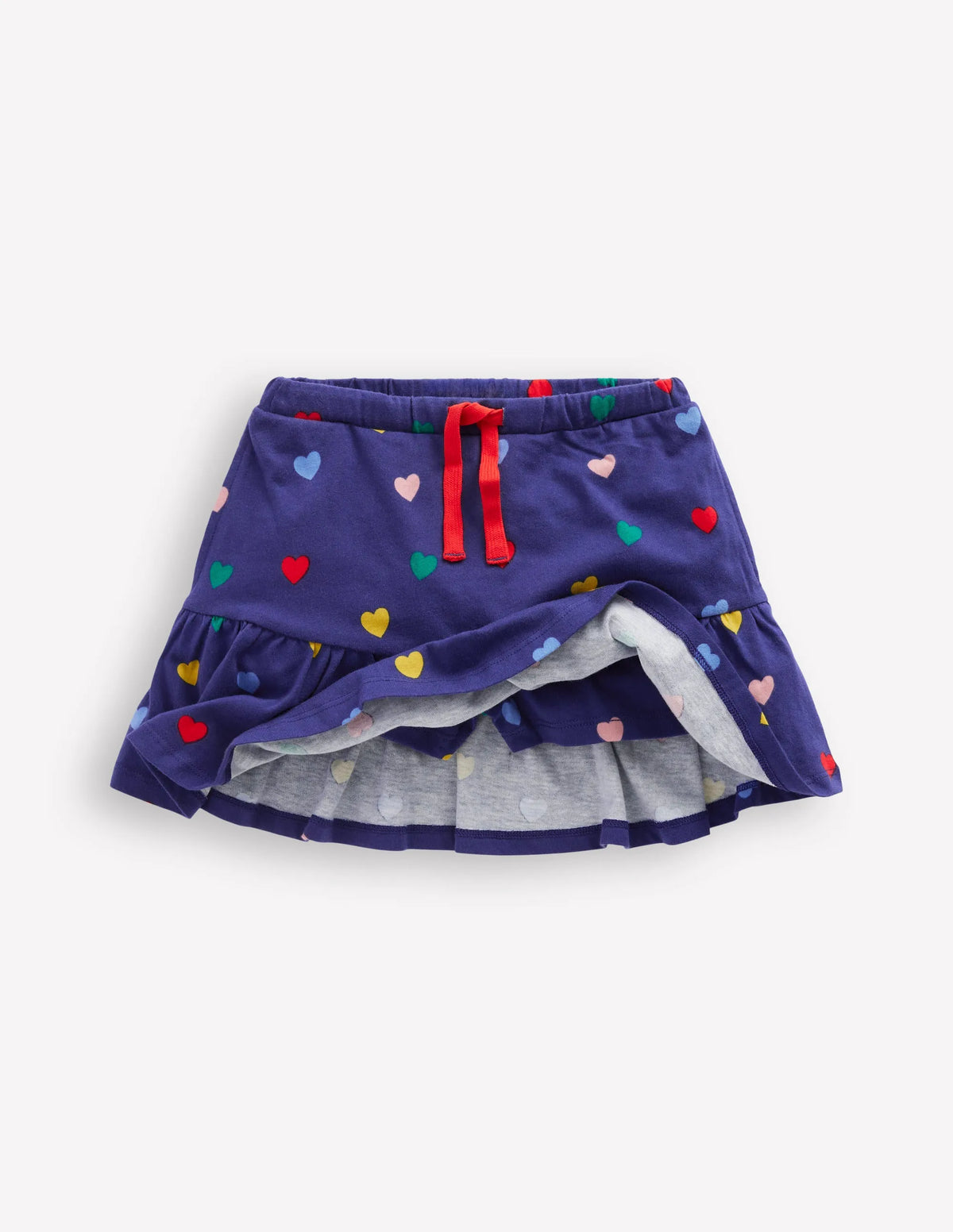 Tiered Jersey Skort-Starboard Blue Multi Hearts