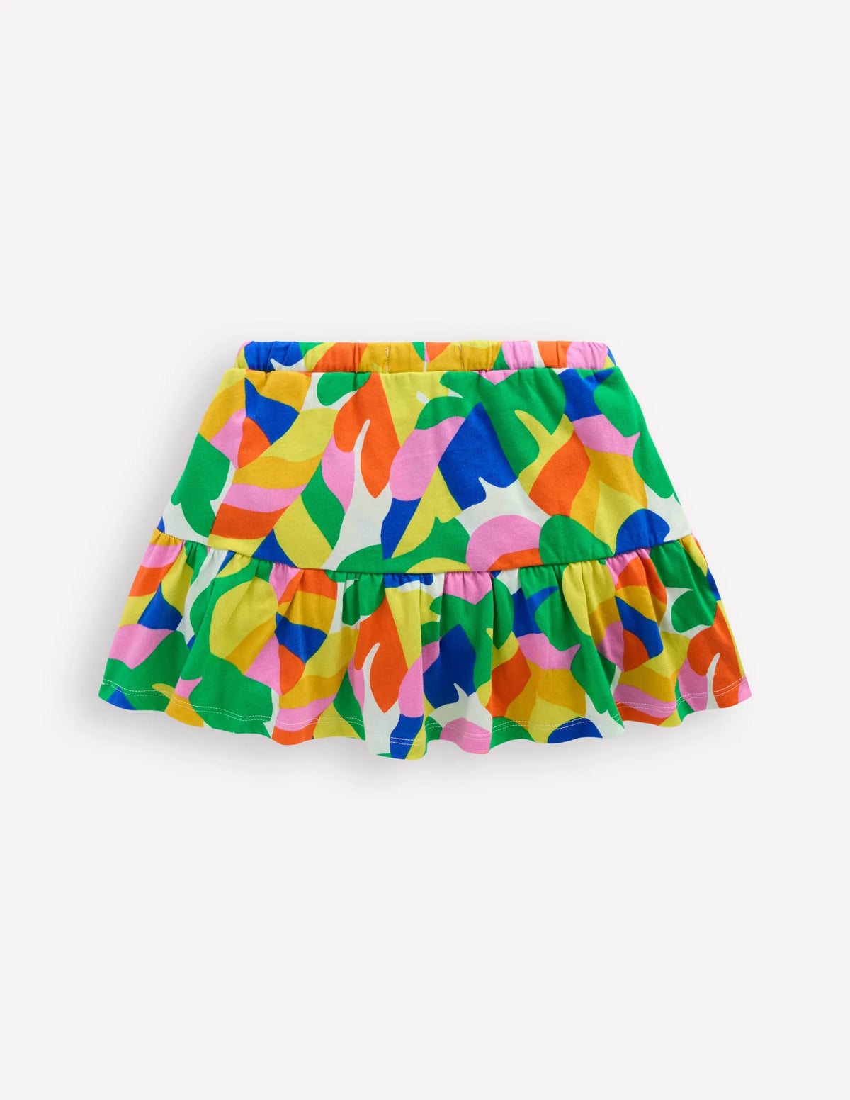 Tiered Jersey Skort-Multi Abstract Palm