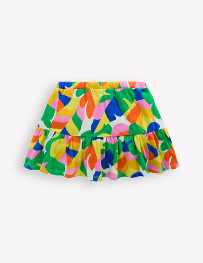 Tiered Jersey Skort-Multi Abstract Palm