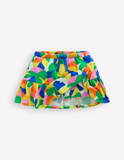 Tiered Jersey Skort-Multi Abstract Palm