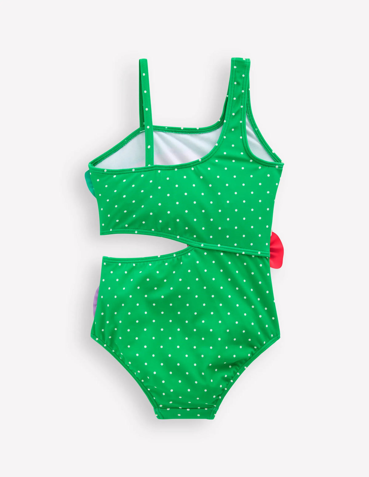Lettice Cut Out Swimsuit-Bright Green Pin Spot Fish