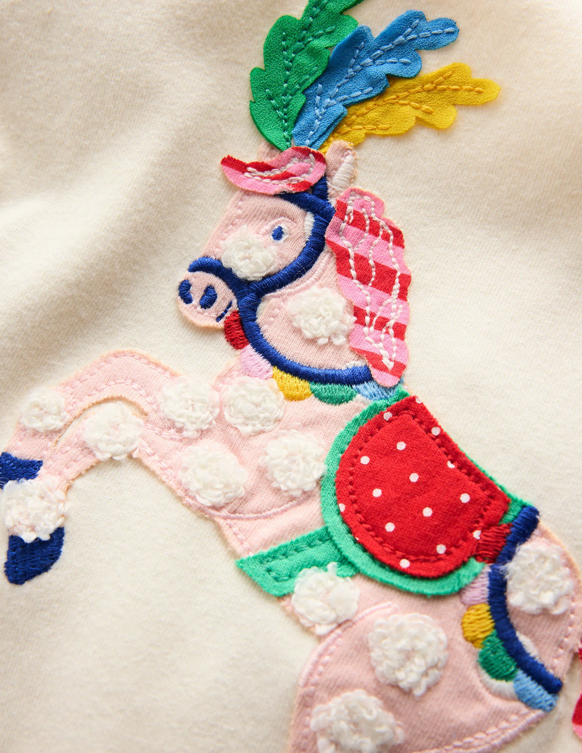 Puff Sleeve Applique Top-Soft Ivory Horse