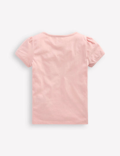 Puff Sleeve Applique Top-Chalk Pink Lemonade Bunny