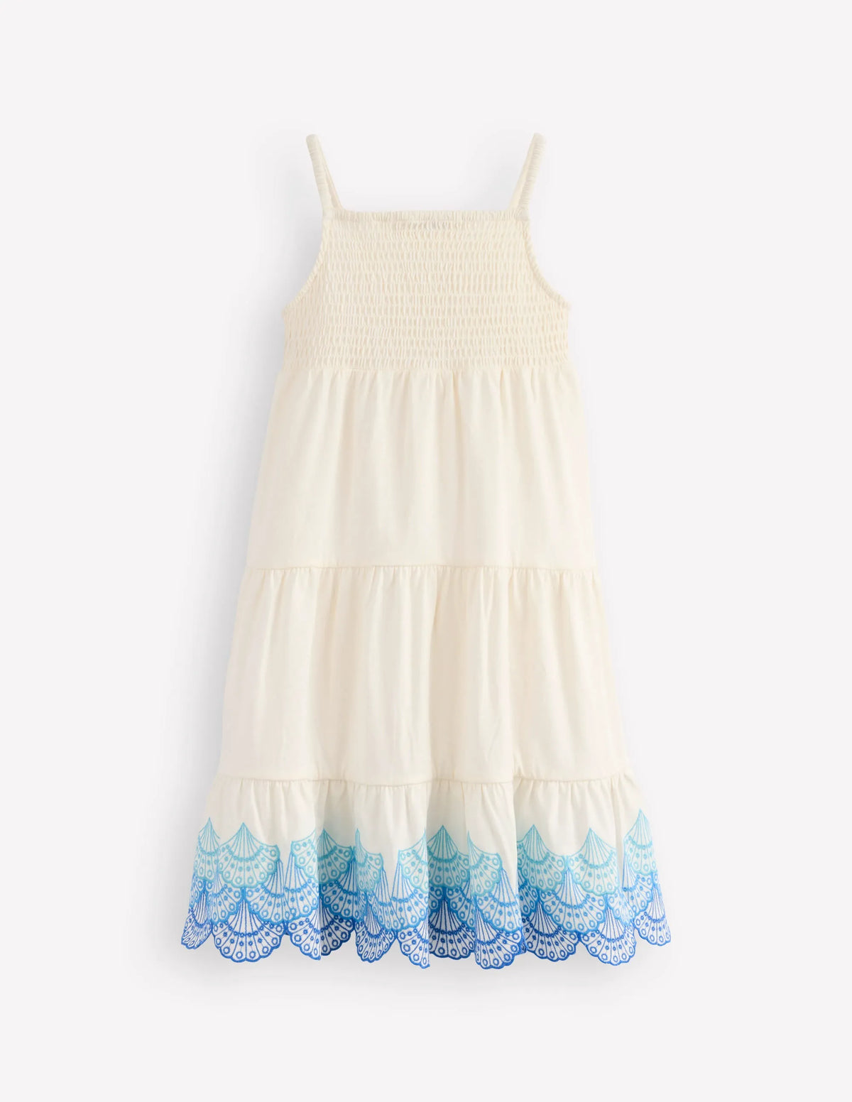 Enza Broderie Hem Jersey Dress-Soft Ivory Shells