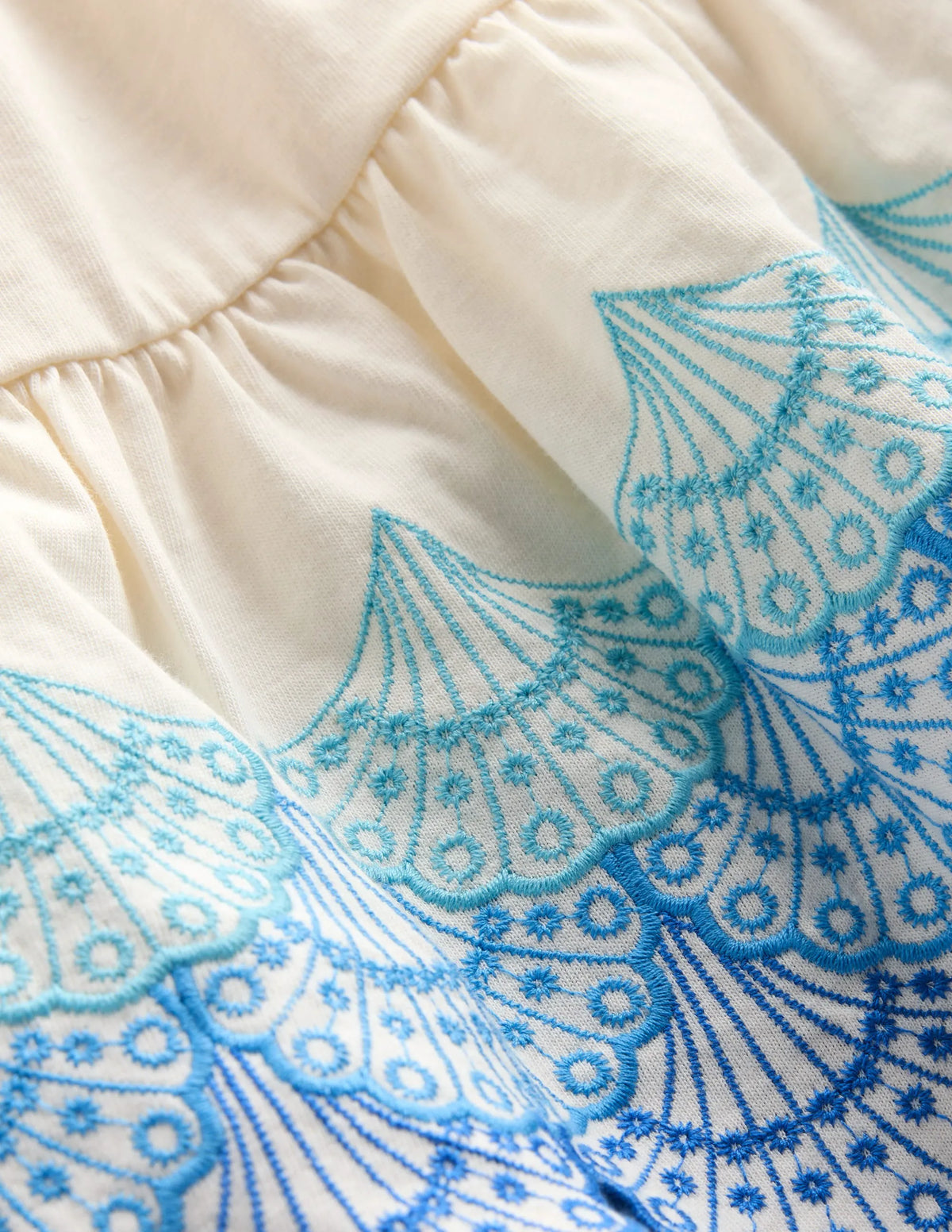 Enza Broderie Hem Jersey Dress-Soft Ivory Shells