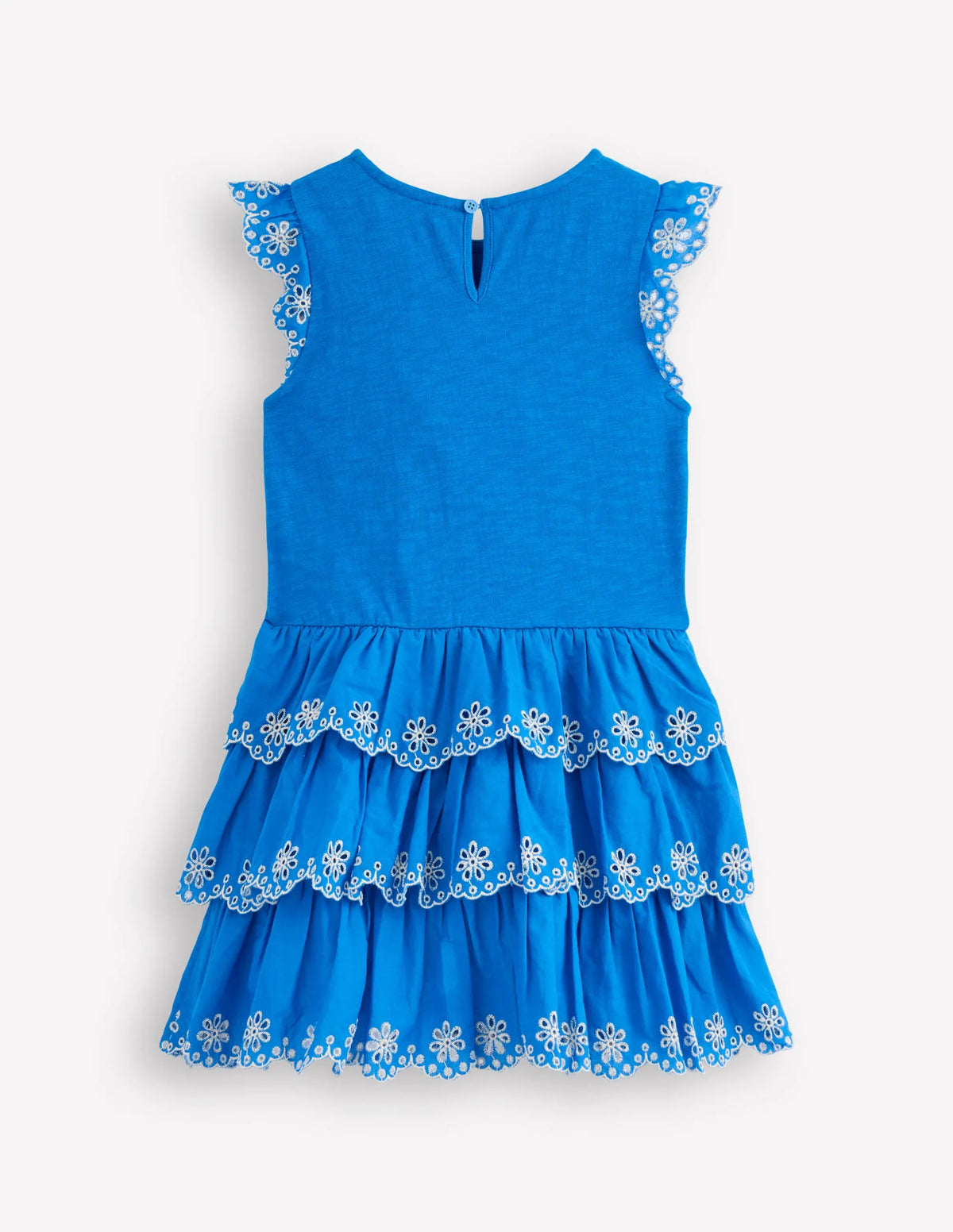 Broderie Mix Jersey Dress-Cerulean Blue