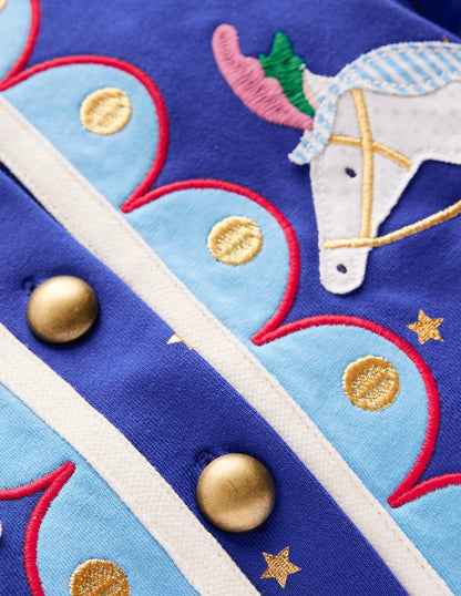 Appliqué Military Jacket-Navy Circus Horses