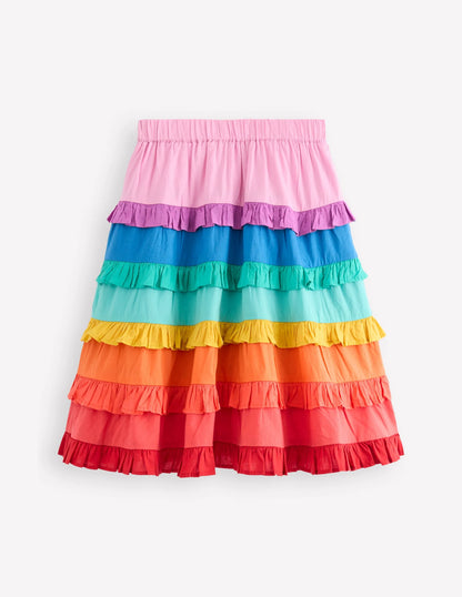 Ruffle Midi Skirt-Rainbow Tiers