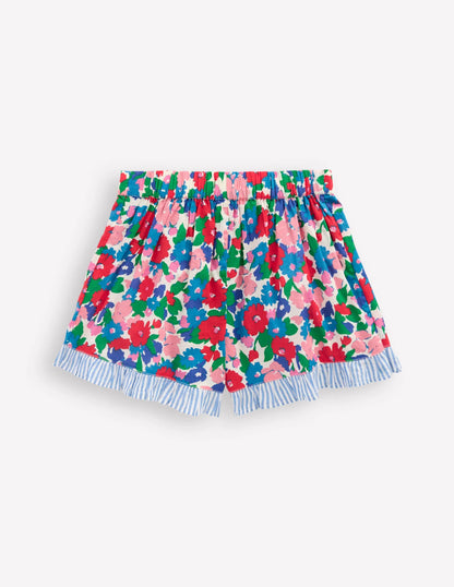 Wrap Frill Skort-Multi Flower Bunch
