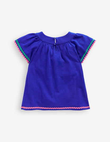 Trim Detail Pretty Top-Bright Blue