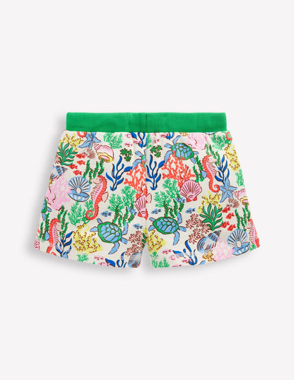 Printed Jersey Shorts-Multi Coral Cove