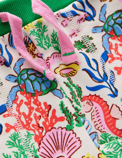 Printed Jersey Shorts-Multi Coral Cove