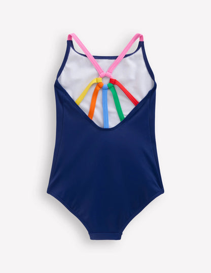 Selena Rainbow Strap Swimsuit-College Navy