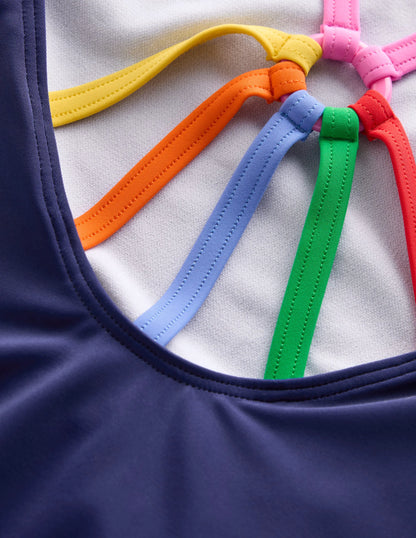 Selena Rainbow Strap Swimsuit-College Navy