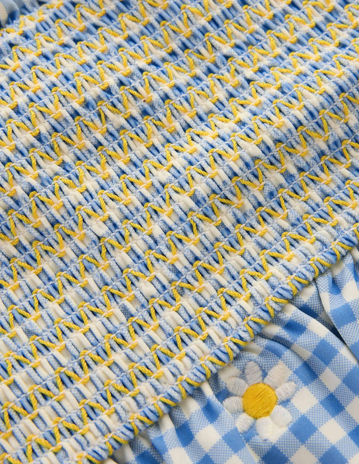 Pretty Peplum Bikini-Smocked Gingham Daisy