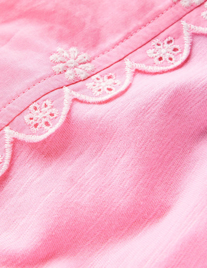 Broderie Sleeve Tee-Vintage Mauve