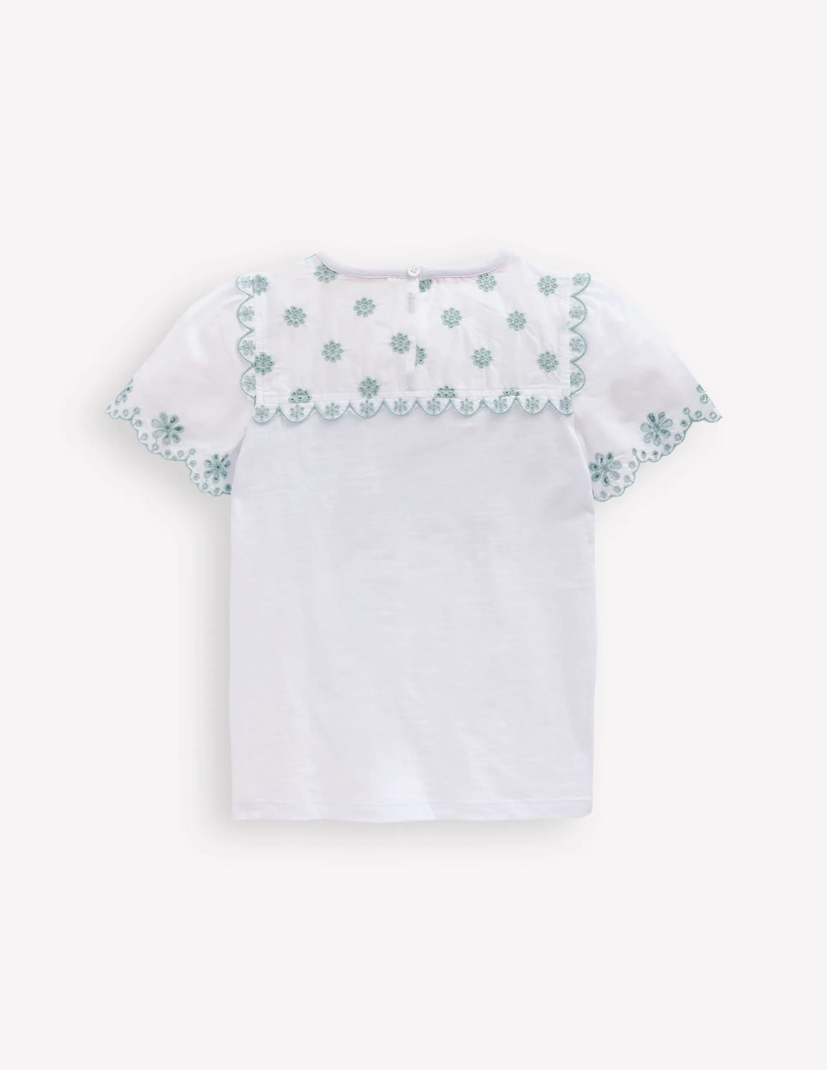Broderie Sleeve Tee-White