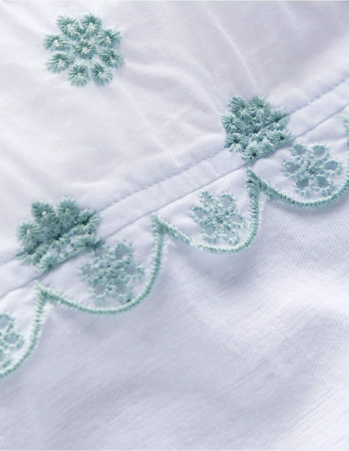 Broderie Sleeve Tee-White