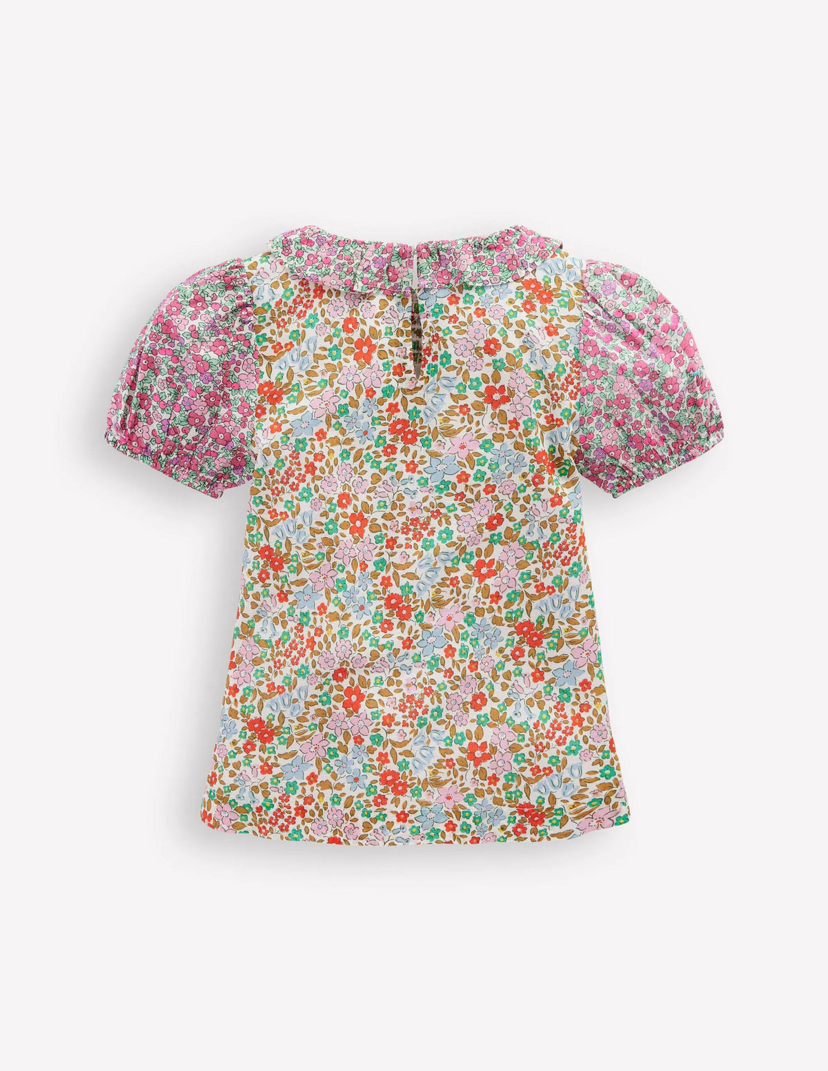 Smocked Frill Neck Blouse-Hotchpotch Floral